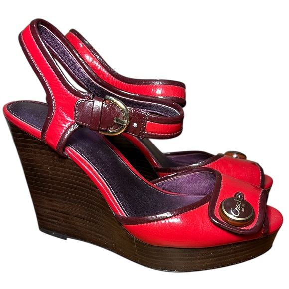 COACH Poppy Y2K Leather Wedge Sandals ❤️💜🩷 - Picture 1 of 6